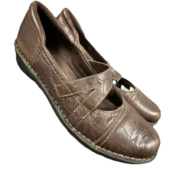 Clarks Bendables Womens Leather Mary Jane Comfort Slip One Chocolate Brown 9.5M - Picture 5 of 12